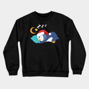 Adorable Christmas Baby Penguin Slepping Stars and the Moon Crewneck Sweatshirt